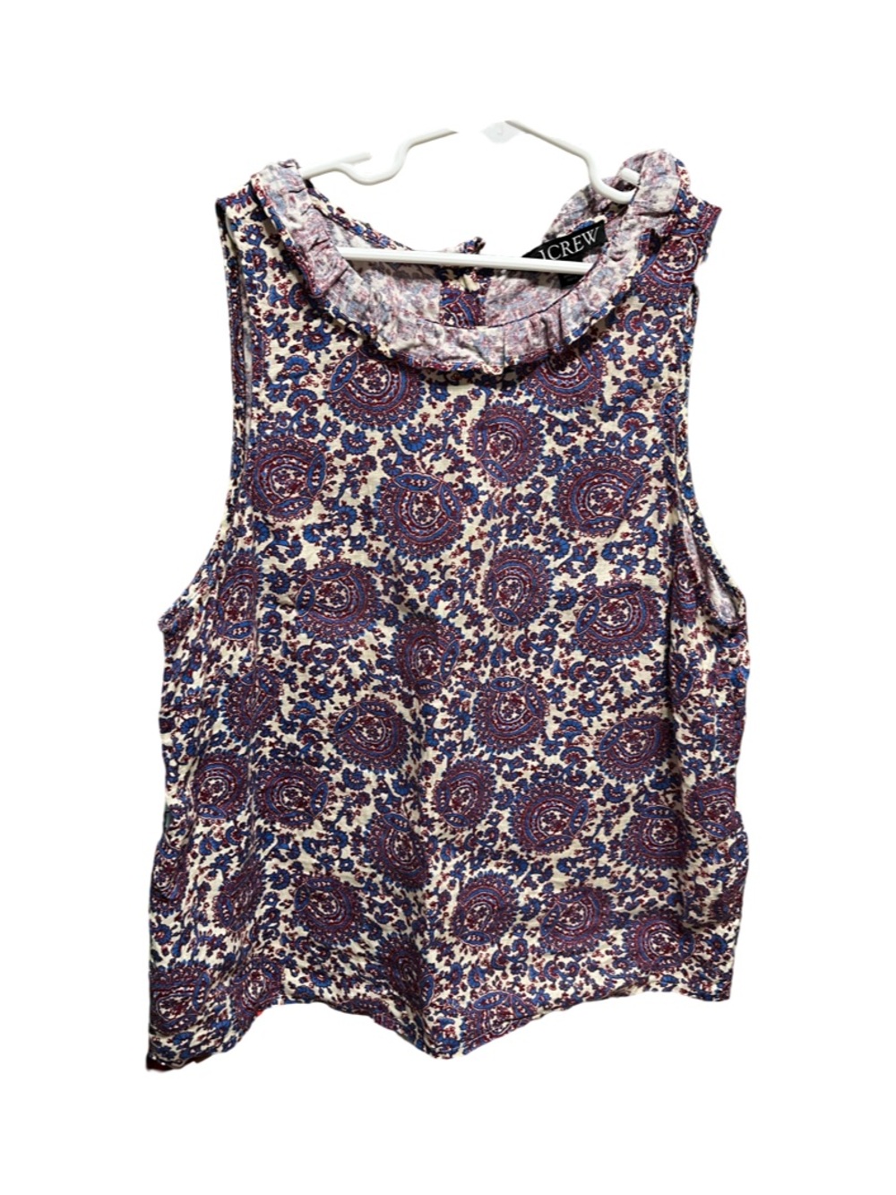 J. Crew Purple Paisley Ruffle-Neck Sleeveless Camisole